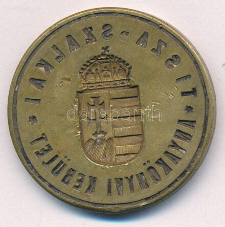 'Tisza-Szalkai Anyakönyvi Kerület' Cu-Zn szárazpecsét egyik fele (36mm) T:1- ütésnyom