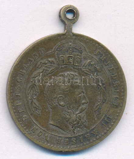 Német Birodalom 1888. 'III. Frigyes császár 1831-1888' kétoldalas bronz emlékérem füllel (26mm) T:2,2- German Empire 1888. 'Friedrich III 1831-1888' two-sided bronze medallion with ear (26mm) C:XF,VF
