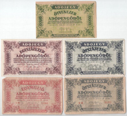 9 darabos pengő és adópengő tétel T:III