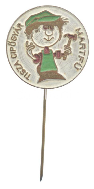 DN 'Tisza Cipőgyár Martfű' festett fém kitűző (26mm) T:1-