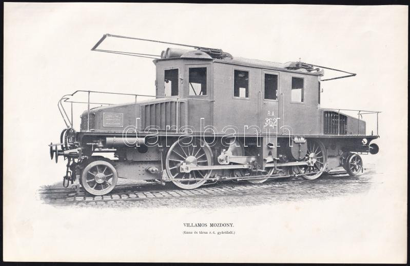 cca 1900 3 db illusztráció magyar mozdonyokról, nyomat, papír, körbevágott, kissé foltos, 19x28 cm - Image 2