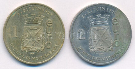 Franciaország / Issy-les-Moulineaux 1997. 1E + 2E 'Hotel de Ville' T:2 patina France / Issy-les-Moulineaux 1997. 1 Euro + 2 Euro 'Hotel de Ville' C:XF