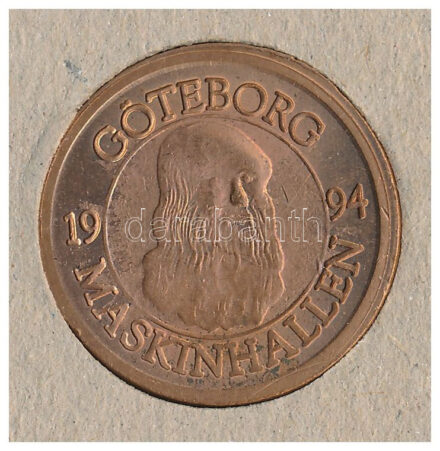 Svédország 1994. 'Leonardo da Vinci' egyoldalas bronz emlékérem karton dísztokba ragasztva (26mm) T:2 Sweden 1994. 'Leonardo da Vinci' one-sided bronze commemorative medallion glued in cardboard (26mm) C:XF