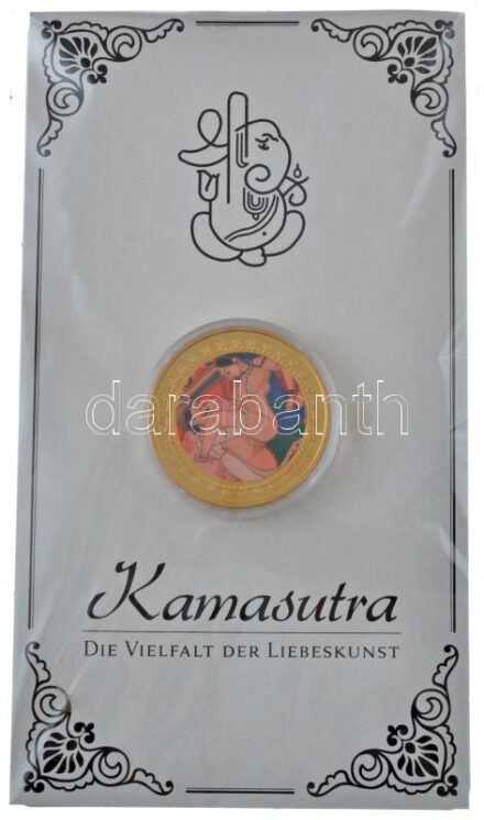 DN 'Kámaszutra - Kígyócsapda' aranyozott Cu multicolor érem, német nyelvű leírással, magyar tanúsítvánnyal T:1 ND 'Kamasutra - Die Schlangenfalle' gold plated multicolor Cu coin with German language description and Hungarian certificate