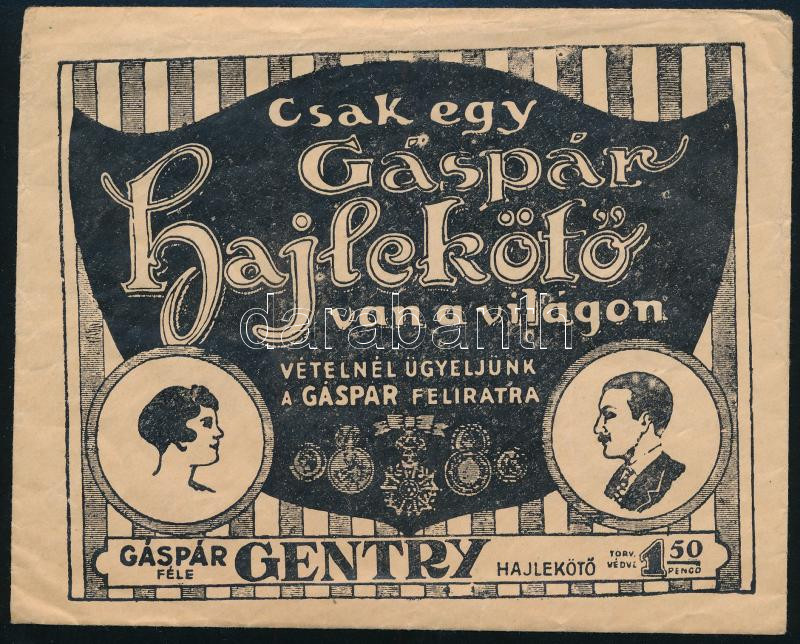 cca 1928 Gáspár-féle Gentry hajlekötő reklámboríték, szép állapotban