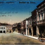 1919 Zsolna, Sillein, Zilina; Fő tér, üzletek / Hauptplatz / main square, shops (r)