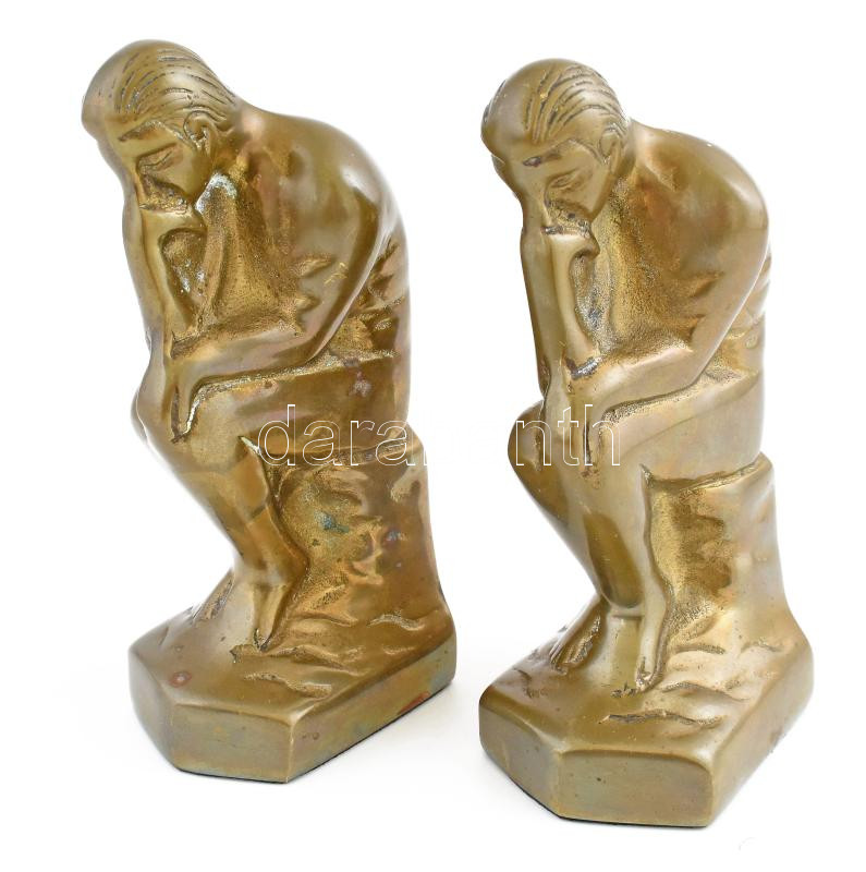 Gondolkodó ember, könyvtámasz pár, jelzés nélkül, bronz, m: 15 cm