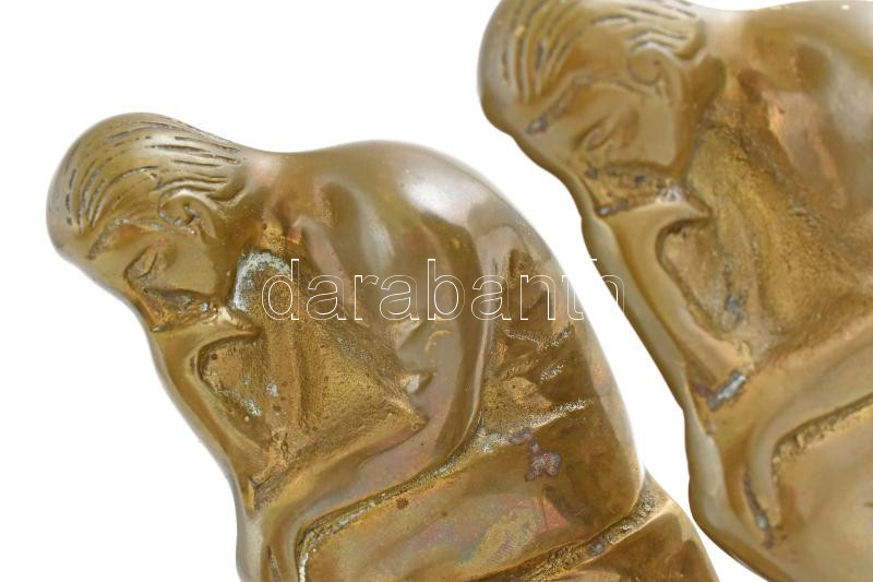 Gondolkodó ember, könyvtámasz pár, jelzés nélkül, bronz, m: 15 cm - Image 2