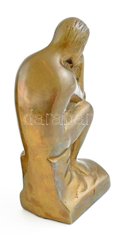 Gondolkodó ember, könyvtámasz pár, jelzés nélkül, bronz, m: 15 cm - Image 3