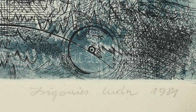 Zsigovics Iván (1958- ): A hosszú fülűek legendája. Színezett rézkarc, papír, jelzett, 29x45 cm - Image 2