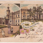1899 (Vorläufer) Zsombolya, Hatzfeld, Jimbolia; Gróf Csekonics Csitó kastélya, Park. Manzin és Ferch kiadása / castle, park. Art Nouveau, floral, litho (b)