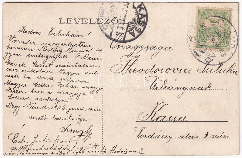 1906 Nagyvárad, Oradea; Indóház, vasútállomás, villamos, kerékpár / railway station, tram, bicycle (EK) - Image 2