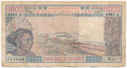 Nyugat-Afrikai Államok 1981. 5000Fr T:III Western African States 1981. 5000 Francs C:F Krause P#08