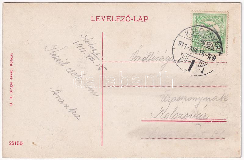 1911 Kolozs, Cojocna; Singer Efraim üzlete. Singer Jakab kiadása / shop (ázott / wet damage) - Image 2