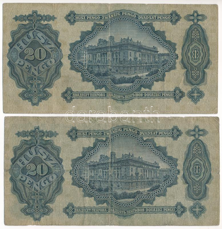 1930. 20P (2x) T:III,III- folt, az egyiken kis szakadások Adamo P11 - Image 2