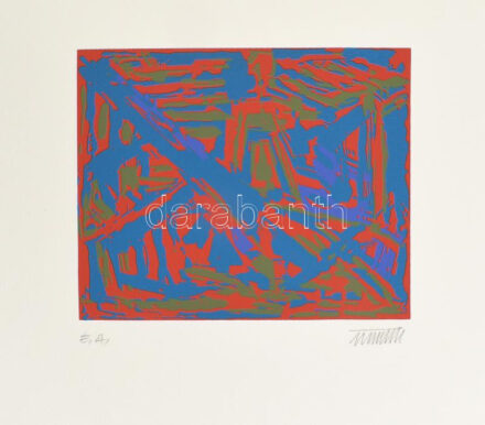 Németh János (1936-): Színes formák. Szitanyomat, papír, jelzett, művészpéldány E.A. jelzéssel. 14,5x17,5 cm