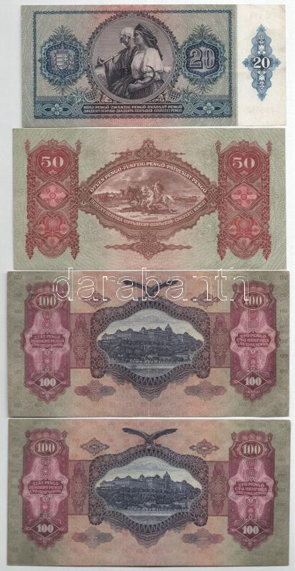 1920. 20f (2x) + 50f + 1930. 100P (2xklf) + 1932. 50P + 1936. 10P (2x) + 1939. 5P + 1941. 20P T:II--III- közte folt - Image 4