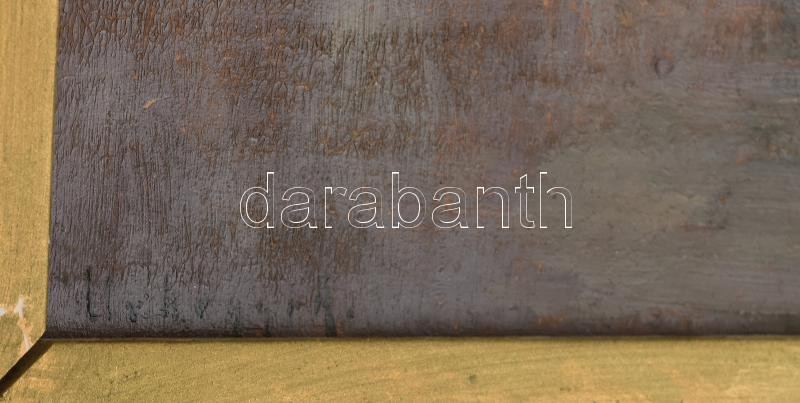 Urhegyi Alajos (1871-?): Alkony. Olaj, karton, jelzett, a hátoldalán autográf felirattal. Dekoratív, kissé sérült fakeretben, 14×23 cm - Image 2