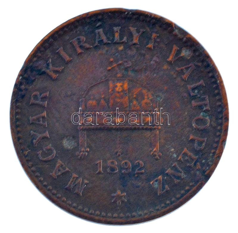 1892KB 1f bronz Körmöcbánya T:2 több durva ph. Hungary 1892KB 1 Fillér bronze Kremnitz C:XF hard edge errors Adamo K1