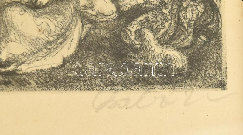 Szabó Vladimír (1905-1991): Hortobágyi hídnál. Rézkarc, papír, jelzett. Dekoratív, üvegezett fakeretben, 10,5×13,5 cm - Image 2