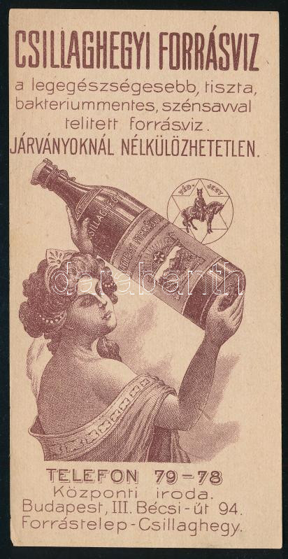 Csillaghegyi forrásvíz számolócédula