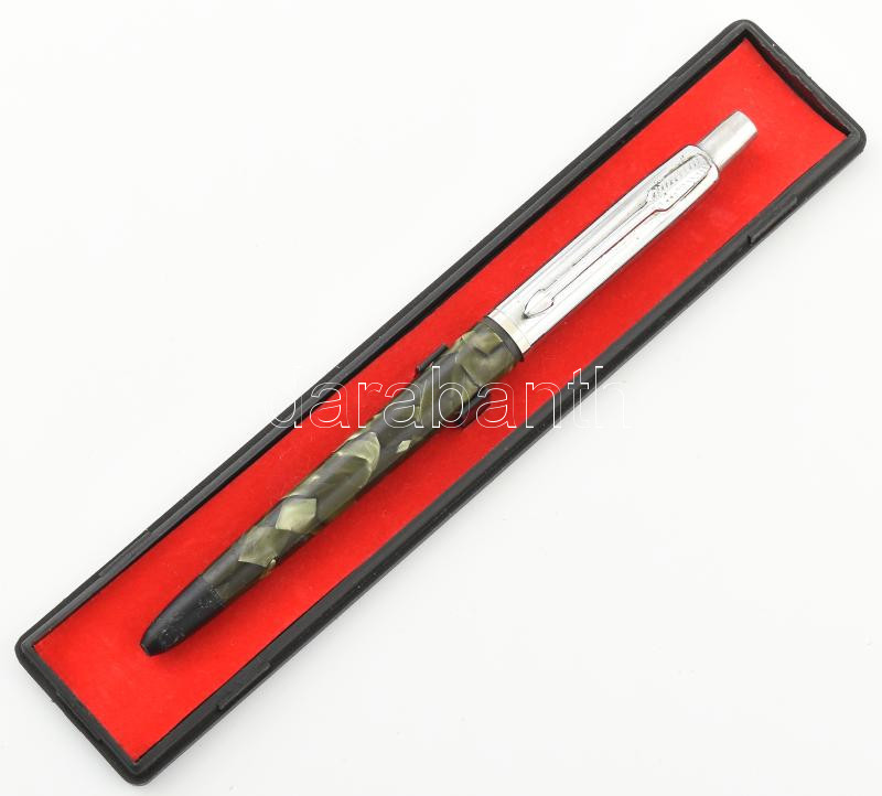 Vintage Parker formájú zöld márványos golyóstoll