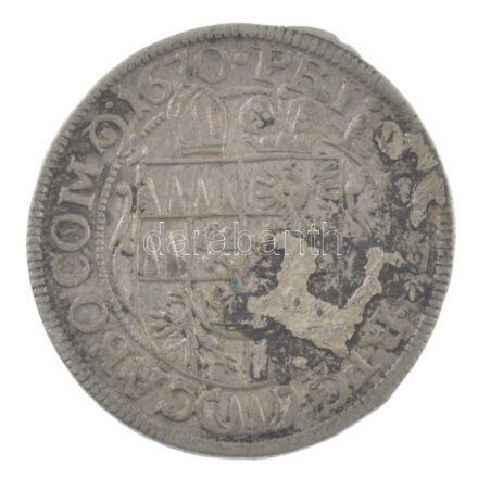Csehország / történelmi tartomány / Olmützi Püspökség 1670. 3kr Ag 'Karl II von Liechtenstein-Kastelkorn' (1,72g) T:2 forrasztásnyom Bohemia / Olmütz 1670. 3 Kreuzer Ag 'Karl II von Liechtenstein-Kastelkorn' (1,72g) T:VF soldering mark