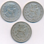 Mexikó 1962-1966. 1P Ag (3db, 2xklf) T:2-3 patina Mexico 1962-1966. 1 Peso Ag (3pcs, 2xdiff) C:XF-F patina Krause KM#459
