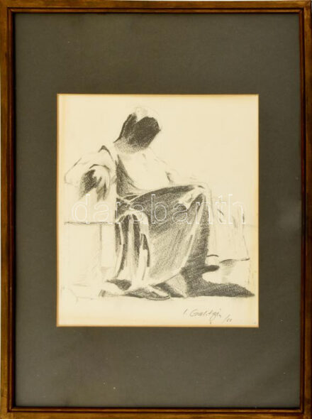 I. Galit...68 jelzéssel: Anonymus. Grafit, papír, keretben, 23,5x21 cm