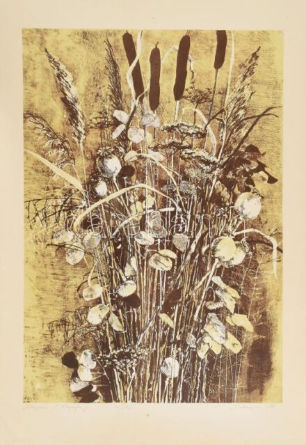 Bálványos Huba (1938-2011): Júdáspénz, 1981. Litográfia, papír. Jelzett. Számozott: 10/50. Lapszéli apró folttal, apró sérülésekkel. 56,5x40 cm