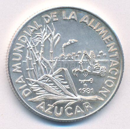 Kuba 1981. 5P Ag 'Azucar' T:1 patina Cuba 1981. 5 Pesos Ag 'Azucar' C:UNC patina Krause KM#78