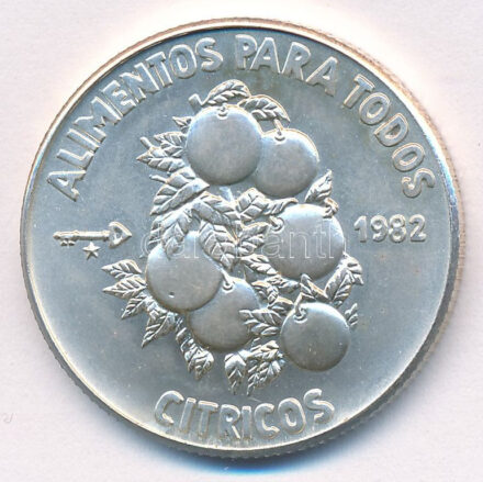 Kuba 1982. 5P Ag 'Citrus' T:1 patina Cuba 1982. 5 Pesos Ag 'Citricos' C:UNC patina Krause KM#102