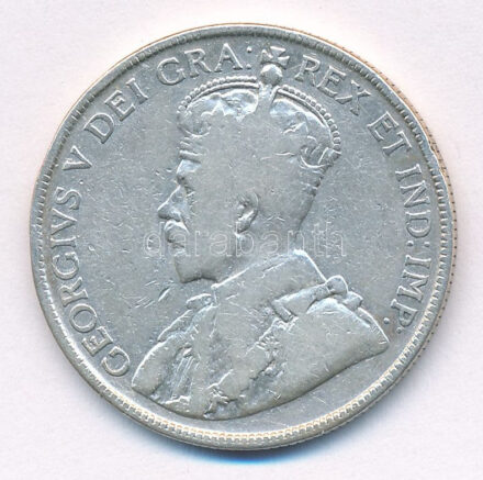Kanada 1919. 50c Ag 'V. György' T:3 ph. Canada 1919. 50 cents Ag 'George V' C:F edge error Krause KM#25