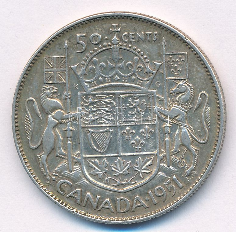 Kanada 1951. 50c Ag 'VI. György' T:2- karcok Canada 1951. 50 Cents Ag 'George VI' C:VF scratches Krause KM#45 - Image 2