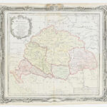 1786 Louis Brion de la Tour (1743-1830): 'La Hongrie avec les Provinces adja centes: formant tout ensemble 2. Grandes Provinces Eclesiastiques.' Magyarország térképe, In: Brion de la Tour: Atlas General Civil, et Ecclesiastique..., kézzel