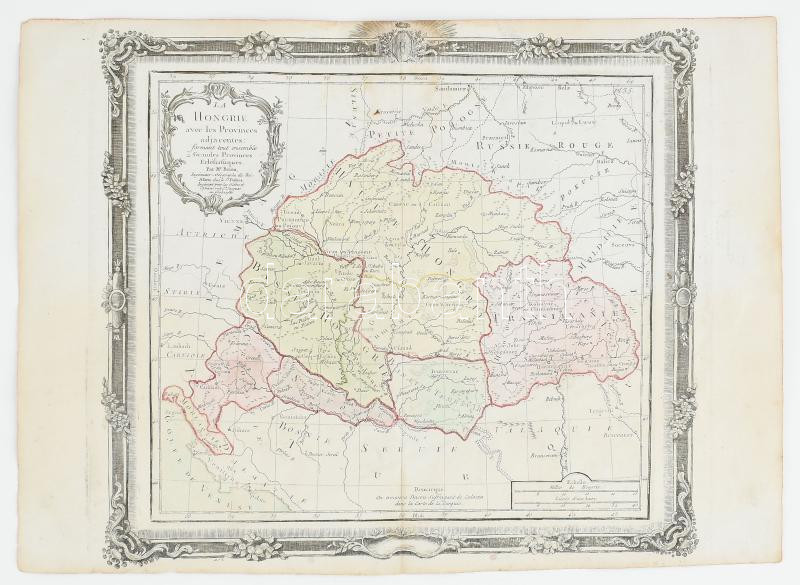 1786 Louis Brion de la Tour (1743-1830): 'La Hongrie avec les Provinces adja centes: formant tout ensemble 2. Grandes Provinces Eclesiastiques.' Magyarország térképe, In: Brion de la Tour: Atlas General Civil, et Ecclesiastique..., kézzel