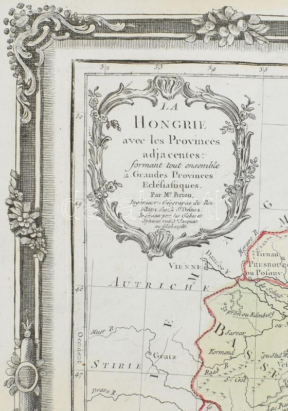 1786 Louis Brion de la Tour (1743-1830): 'La Hongrie avec les Provinces adja centes: formant tout ensemble 2. Grandes Provinces Eclesiastiques.' Magyarország térképe, In: Brion de la Tour: Atlas General Civil, et Ecclesiastique..., kézzel - Image 2