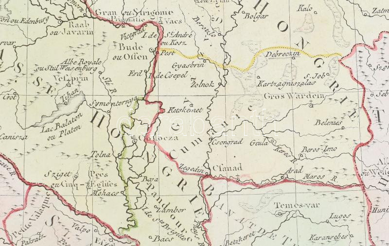 1786 Louis Brion de la Tour (1743-1830): 'La Hongrie avec les Provinces adja centes: formant tout ensemble 2. Grandes Provinces Eclesiastiques.' Magyarország térképe, In: Brion de la Tour: Atlas General Civil, et Ecclesiastique..., kézzel - Image 3