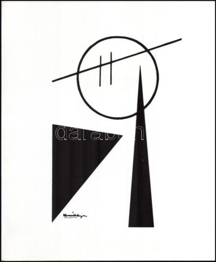 Kassák Lajos (1887-1967): Képarchitektúra. Szitanyomat, papír, jelzett a nyomaton. Lapméret: 34,5x28,5 cm