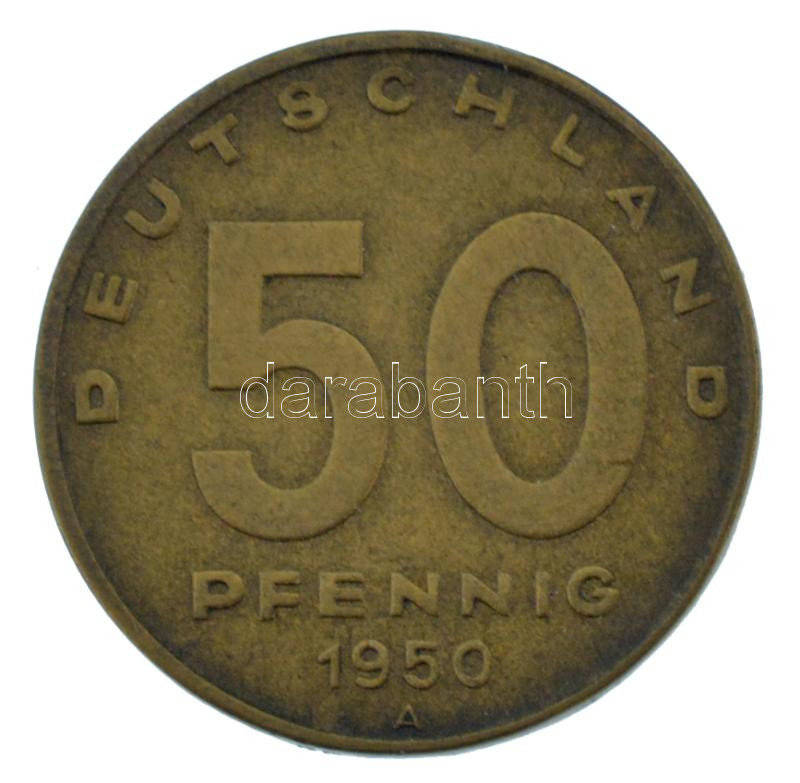 Német Demokratikus Köztársaság 1950A 50pf Al-bronz T:2 German Democratic Republic 1950A 50 Pfennig Al-bronz C:XF - Image 2