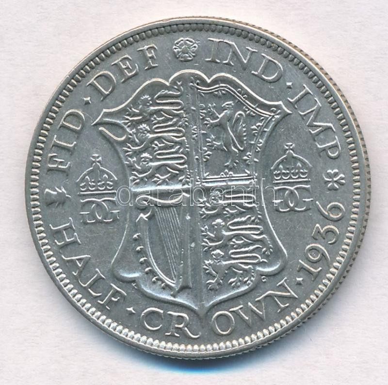Nagy-Britannia 1936. 1/2C Ag 'V. György' T:2,2- Great Britain 1936. 1/2 Crown Ag 'George V' C:XF,VF Krause KM#835 - Image 2