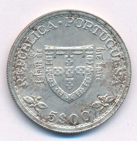 Portugália 1960. 5E Ag T:1-,2 patina Portugal 1960. 5 Escudos Ag C:AU,XF patina Krause KM#587