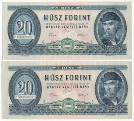 1975. 20Ft (2x) az egyik papírránccal T:I,I- Adamo F16
