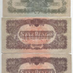 1944. 1P + 2P + 20P (2x) + 50P + 100P (2x) 'A Vöröshadsereg Parancsnoksága' T:III-IV közte folt, szakadás - Image 3
