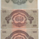 1944. 1P + 2P + 20P (2x) + 50P + 100P (2x) 'A Vöröshadsereg Parancsnoksága' T:III-IV közte folt, szakadás - Image 4