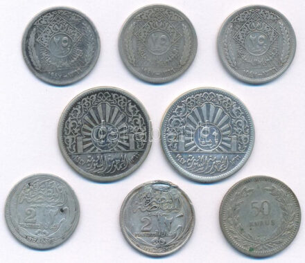 Szíria 1947. 25q Ag (5db) + 50q Ag (2db) + Törökország 1947. 50k Ag T:2-3 Syria 1947. 25 Qirsh Ag (5pcs) + 50 Qirsh Ag (2pcs) + Turkey 1947. 50 Kurus Ag C:XF-F