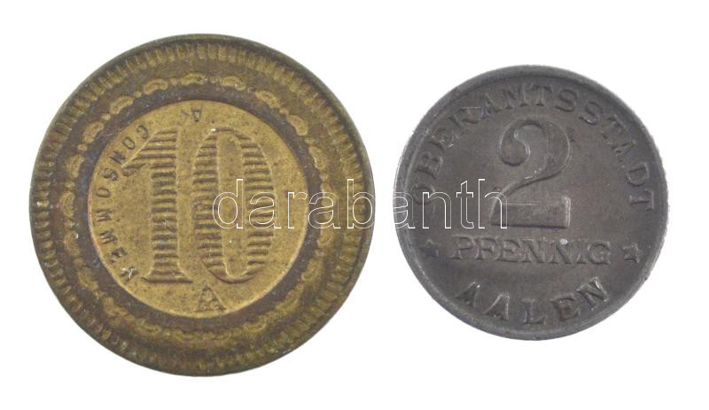 Németország / Weimari Köztársaság / Aalen 1920. 2pf Fe szükségpénz 'Notgeld' + Franciaország DN 10c sárgaréz token 'A. Consommer' T:1-,2- Germany / Weimar Republic / Aalen 1920. 2 Pfennig Fe necessity coin 'Notgeld' + France ND 10
