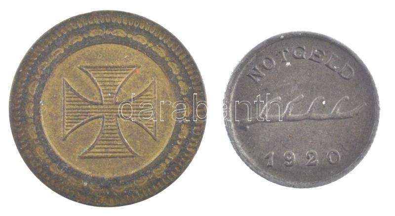 Németország / Weimari Köztársaság / Aalen 1920. 2pf Fe szükségpénz 'Notgeld' + Franciaország DN 10c sárgaréz token 'A. Consommer' T:1-,2- Germany / Weimar Republic / Aalen 1920. 2 Pfennig Fe necessity coin 'Notgeld' + France ND 10 - Image 2
