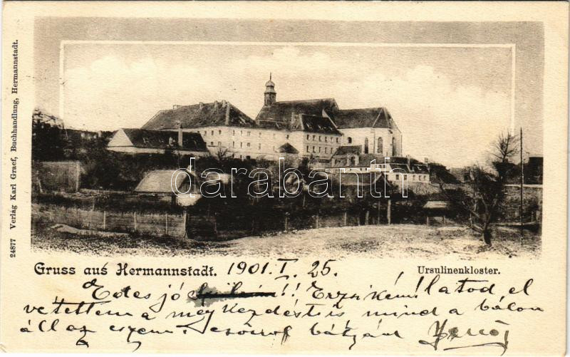 1901 Nagyszeben, Hermannstadt, Sibiu; Ursulinenkloster / Orsolyita zárda. Karl Graef kiadása / nunnery (EK)