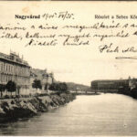 1905 Nagyvárad, Oradea; Részlet a Sebes-Körös folyóról, zsinagóga, híd / Crisul Repede riverside, bridge, synagogue (EK)